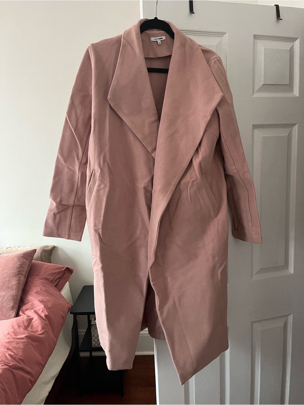 Fashion Nova Dusty Pink Long Open-Front Trench Coat